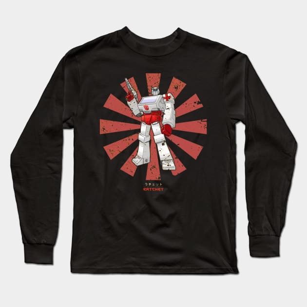 Ratchet Transformers Retro Japanese Long Sleeve T-Shirt by squids_art